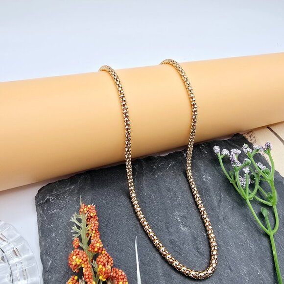 Bold Rose Gold Bead Chain Necklace – 17.7 Inch Luxe Polish Look, XPNL0016 - Picture 11 of 12